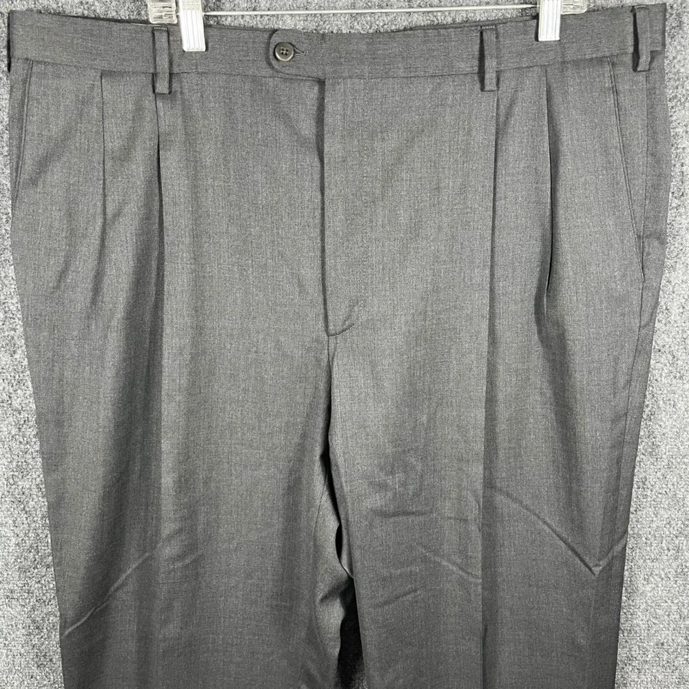 Zanella Bennett Trousers Mens 42 Black Wool Double Pleated Cuffed Italy